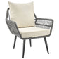 Manhattan Comfort Portofino Rope Wicker 4-Piece Patio Conversation Set With Cushions In Cream