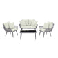 Manhattan Comfort Portofino Rope Wicker 4-Piece Patio Conversation Set With Cushions In Cream