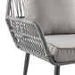 Manhattan Comfort Portofino Rope Wicker 4-Piece Patio Conversation Set With Cushions In Gray