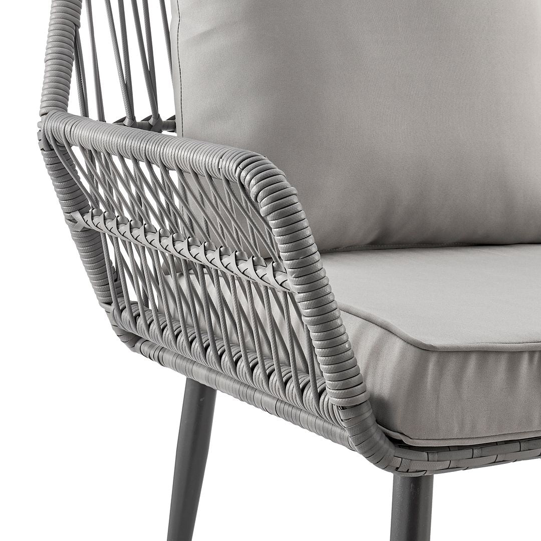 Manhattan Comfort Portofino Rope Wicker 4-Piece Patio Conversation Set With Cushions In Gray