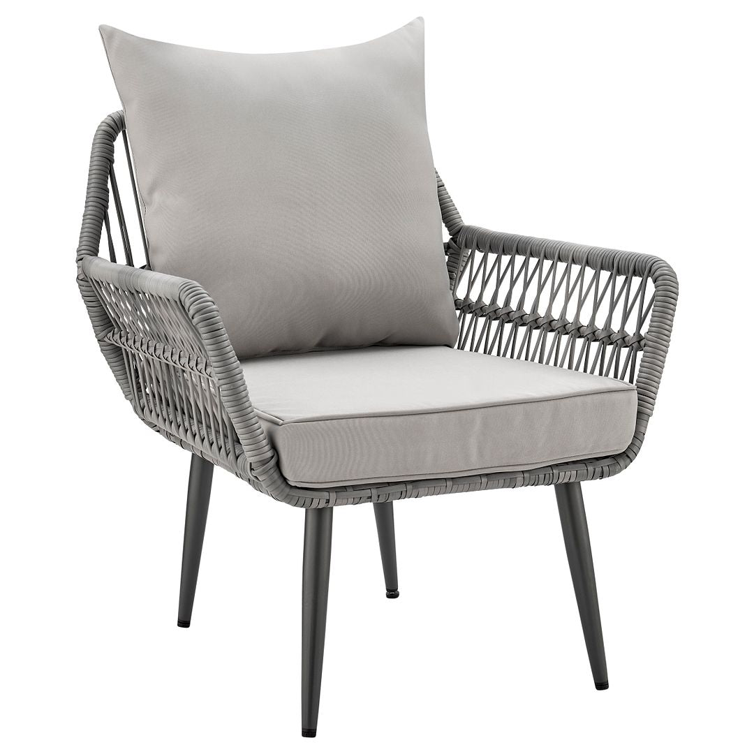 Manhattan Comfort Portofino Rope Wicker 4-Piece Patio Conversation Set With Cushions In Gray