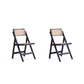 Manhattan Comfort Pullman Black & Natural Cane Folding Dining Chairs In A Set Of 2