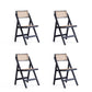 Manhattan Comfort Pullman Black & Natural Cane Folding Dining Chairs In A Set Of 4
