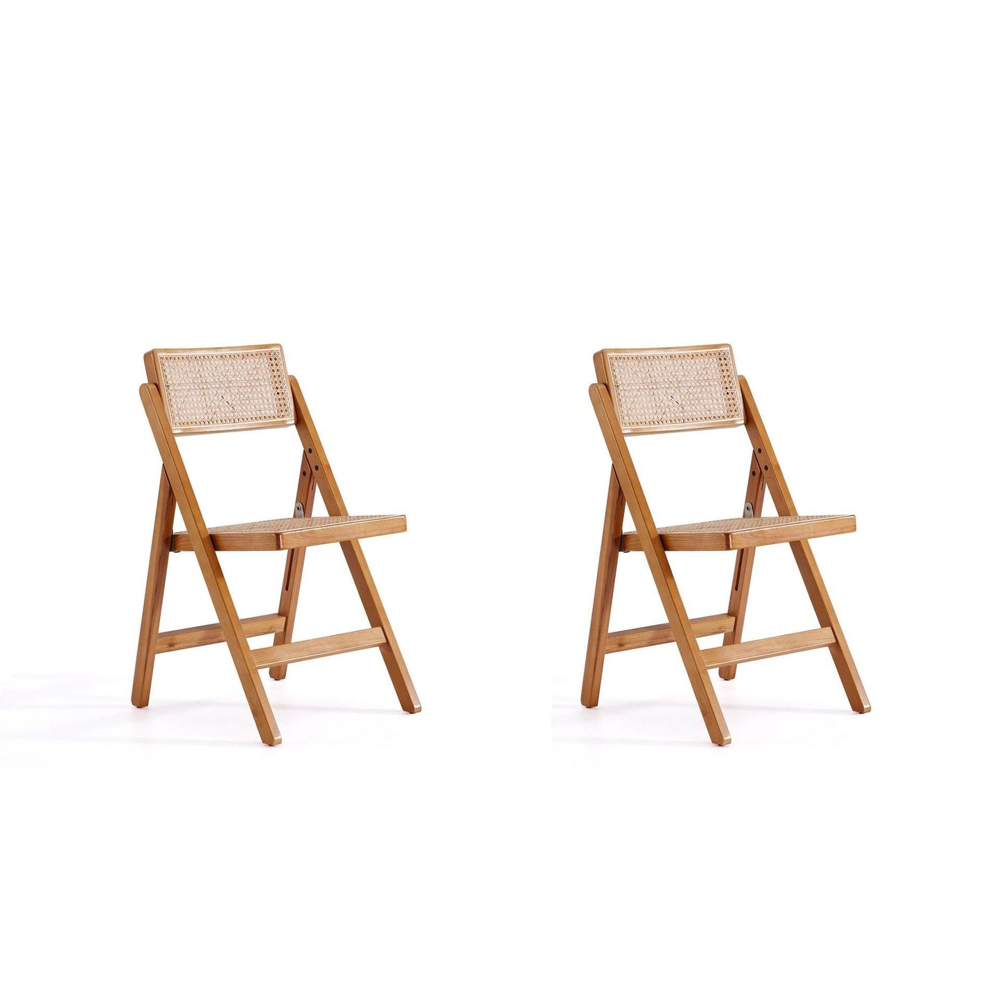 Manhattan Comfort Pullman Nature Cane Folding Dining Chairs In A Set Of 2