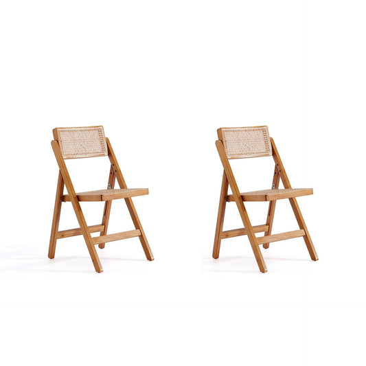 Manhattan Comfort Pullman Nature Cane Folding Dining Chairs In A Set Of 2