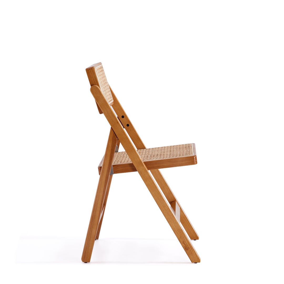 Manhattan Comfort Pullman Nature Cane Folding Dining Chairs In A Set Of 4