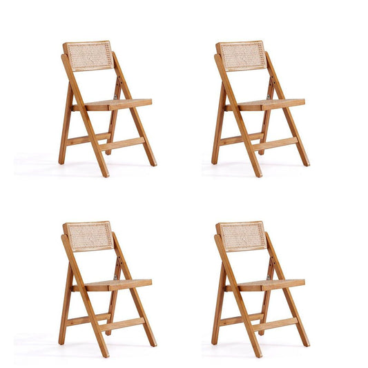 Manhattan Comfort Pullman Nature Cane Folding Dining Chairs In A Set Of 4