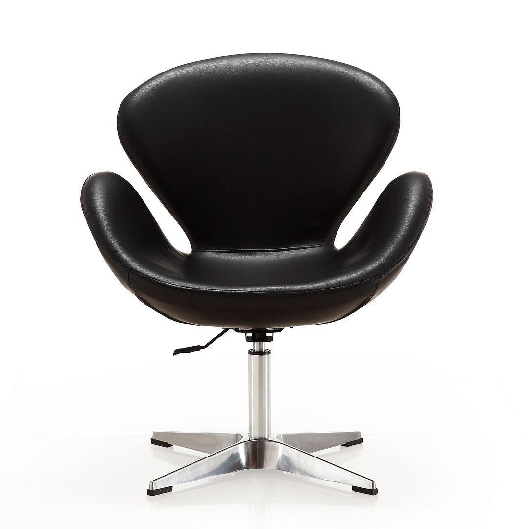 Manhattan Comfort Raspberry Black & Polished Chrome Faux Leather Adjustable Swivel Chair