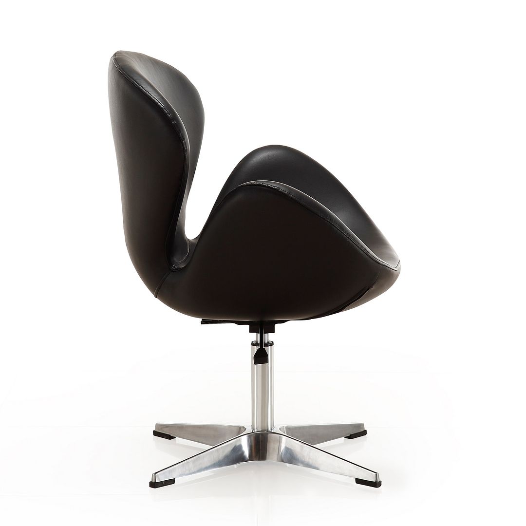 Manhattan Comfort Raspberry Black & Polished Chrome Faux Leather Adjustable Swivel Chair