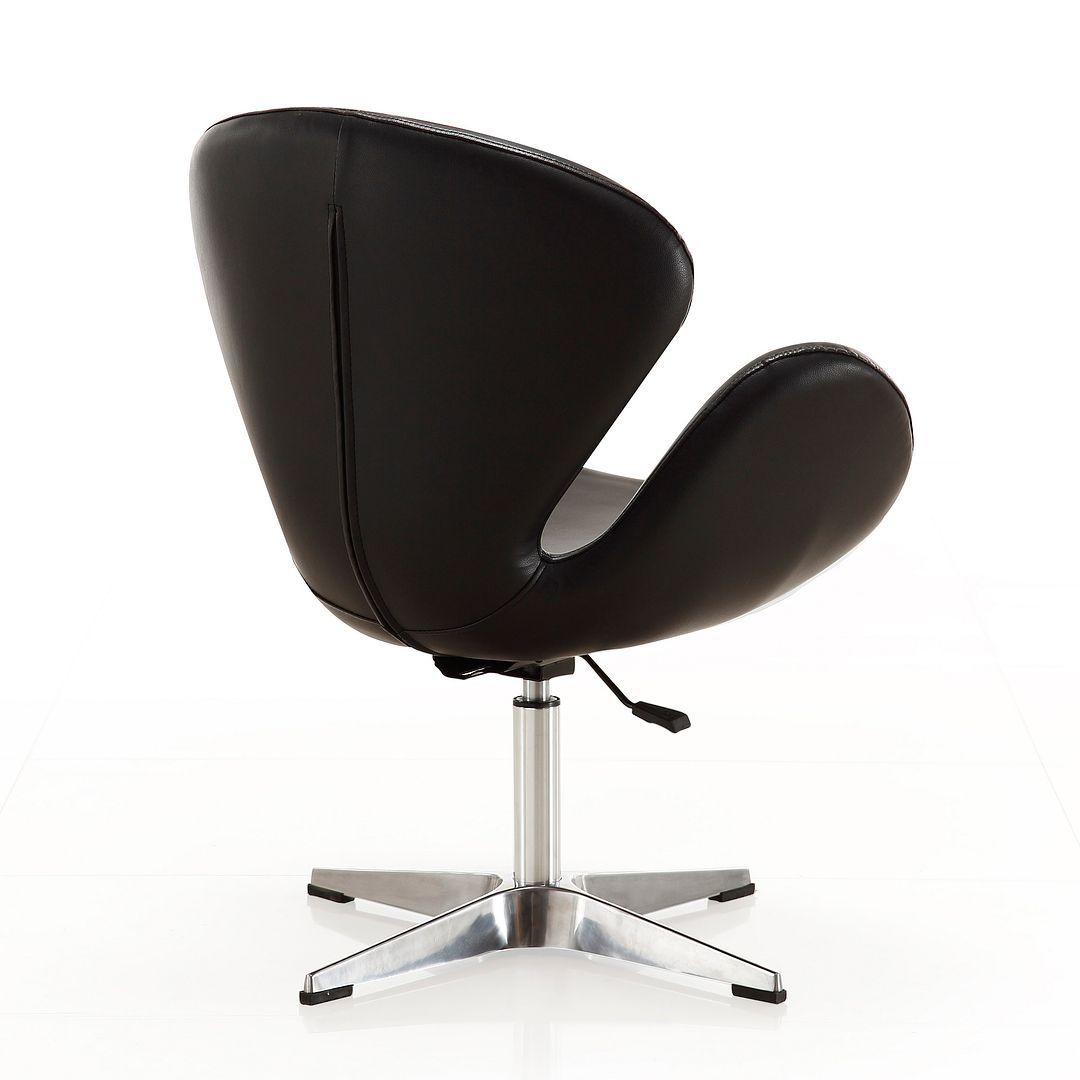 Manhattan Comfort Raspberry Black & Polished Chrome Faux Leather Adjustable Swivel Chair