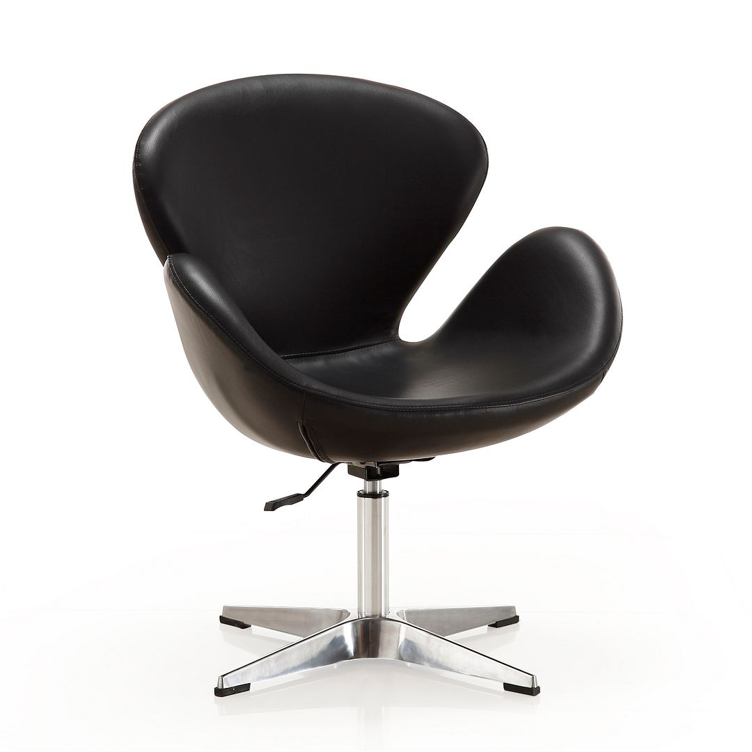 Manhattan Comfort Raspberry Black & Polished Chrome Faux Leather Adjustable Swivel Chair