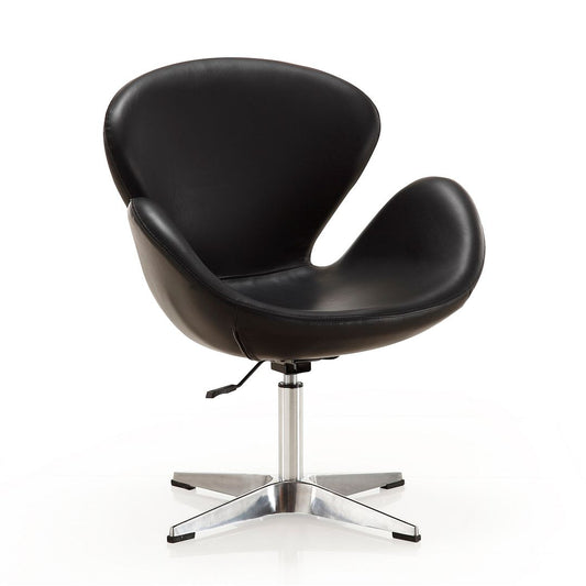 Manhattan Comfort Raspberry Black & Polished Chrome Faux Leather Adjustable Swivel Chair