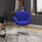 Manhattan Comfort Raspberry Blue & Polished Chrome Wool Blend Adjustable Swivel Chair