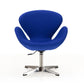 Manhattan Comfort Raspberry Blue & Polished Chrome Wool Blend Adjustable Swivel Chair