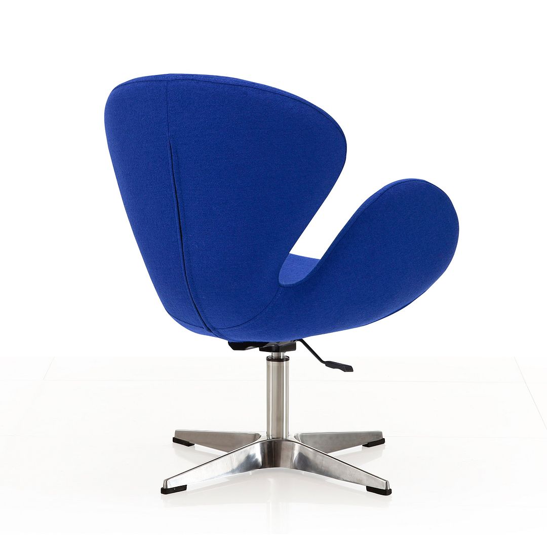 Manhattan Comfort Raspberry Blue & Polished Chrome Wool Blend Adjustable Swivel Chair