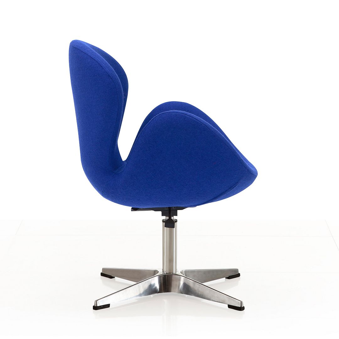 Manhattan Comfort Raspberry Blue & Polished Chrome Wool Blend Adjustable Swivel Chair
