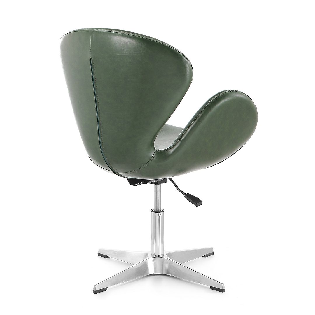 Manhattan Comfort Raspberry Forest Green & Polished Chrome Faux Leather Adjustable Swivel Chair
