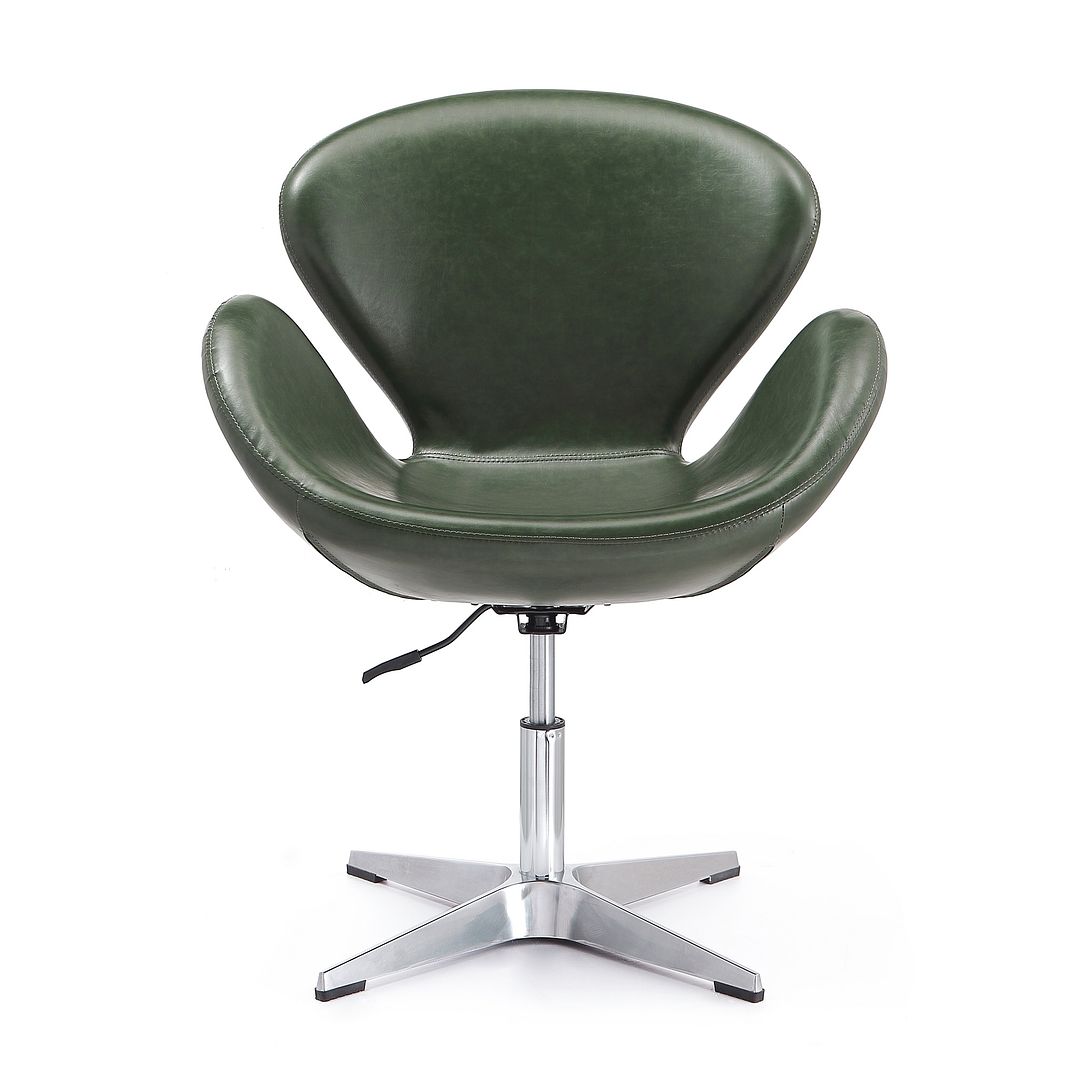 Manhattan Comfort Raspberry Forest Green & Polished Chrome Faux Leather Adjustable Swivel Chair