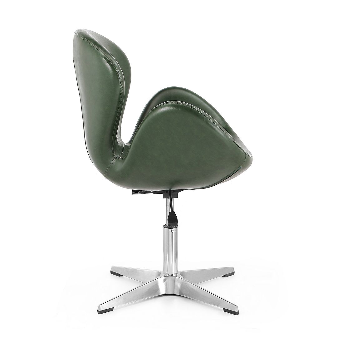 Manhattan Comfort Raspberry Forest Green & Polished Chrome Faux Leather Adjustable Swivel Chair