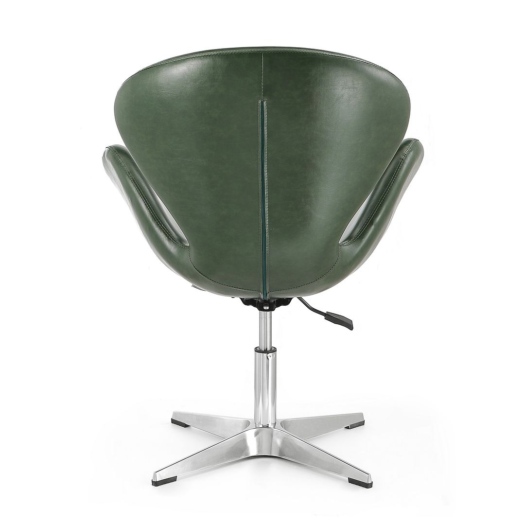 Manhattan Comfort Raspberry Forest Green & Polished Chrome Faux Leather Adjustable Swivel Chair