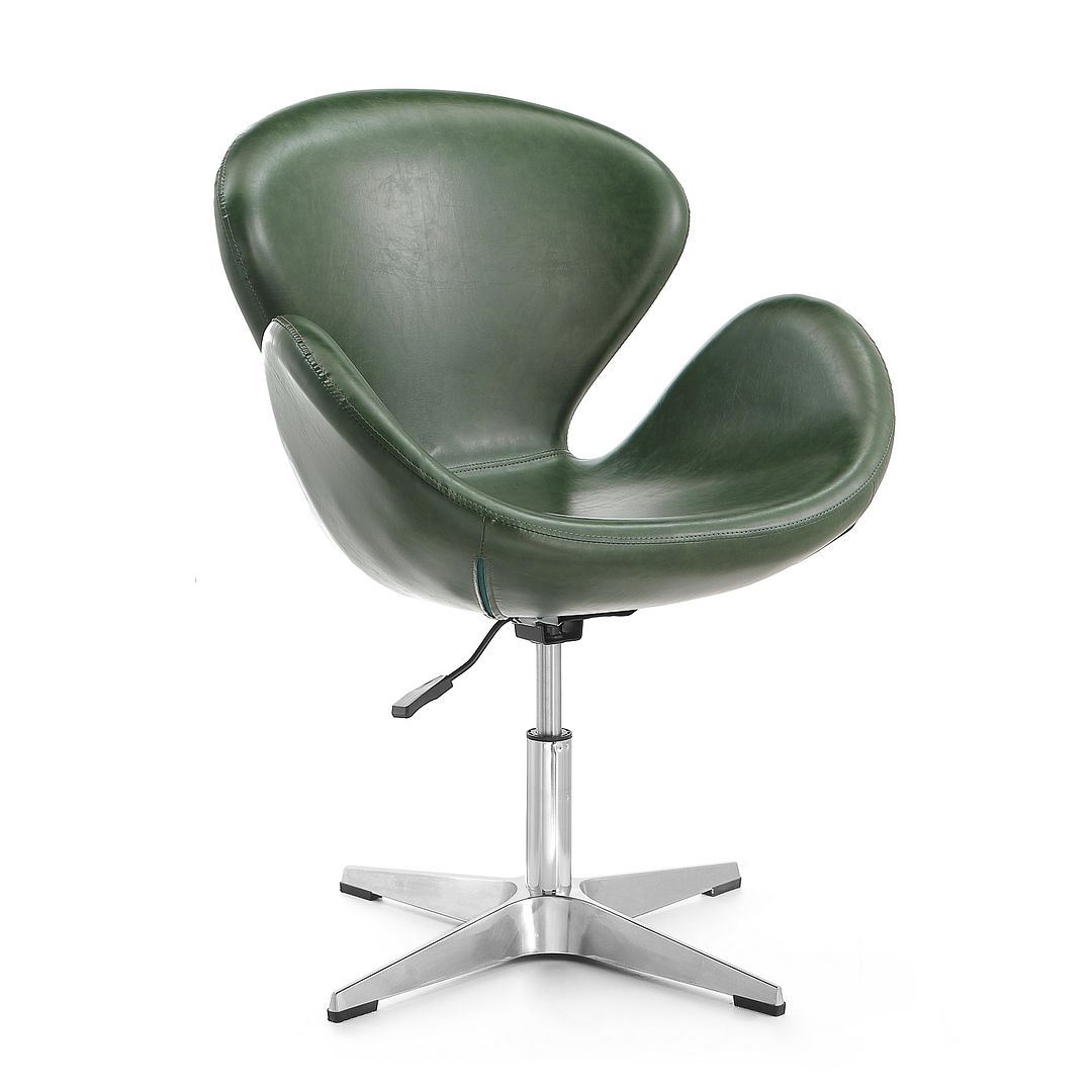 Manhattan Comfort Raspberry Forest Green & Polished Chrome Faux Leather Adjustable Swivel Chair