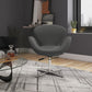 Manhattan Comfort Raspberry Gray & Polished Chrome Wool Blend Adjustable Swivel Chair