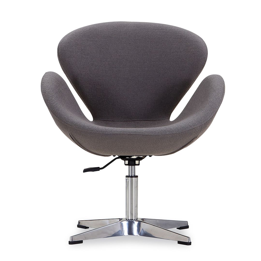 Manhattan Comfort Raspberry Gray & Polished Chrome Wool Blend Adjustable Swivel Chair