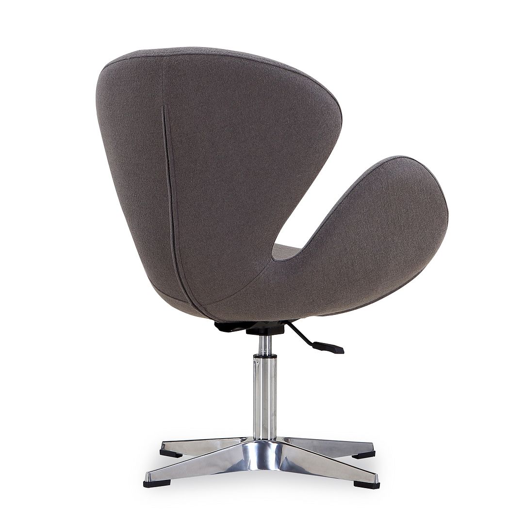 Manhattan Comfort Raspberry Gray & Polished Chrome Wool Blend Adjustable Swivel Chair