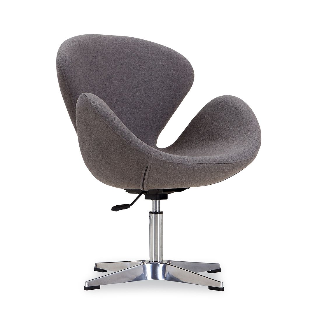 Manhattan Comfort Raspberry Gray & Polished Chrome Wool Blend Adjustable Swivel Chair