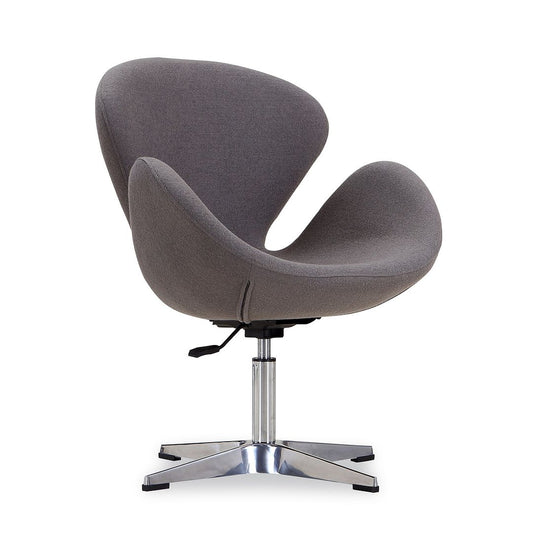 Manhattan Comfort Raspberry Gray & Polished Chrome Wool Blend Adjustable Swivel Chair