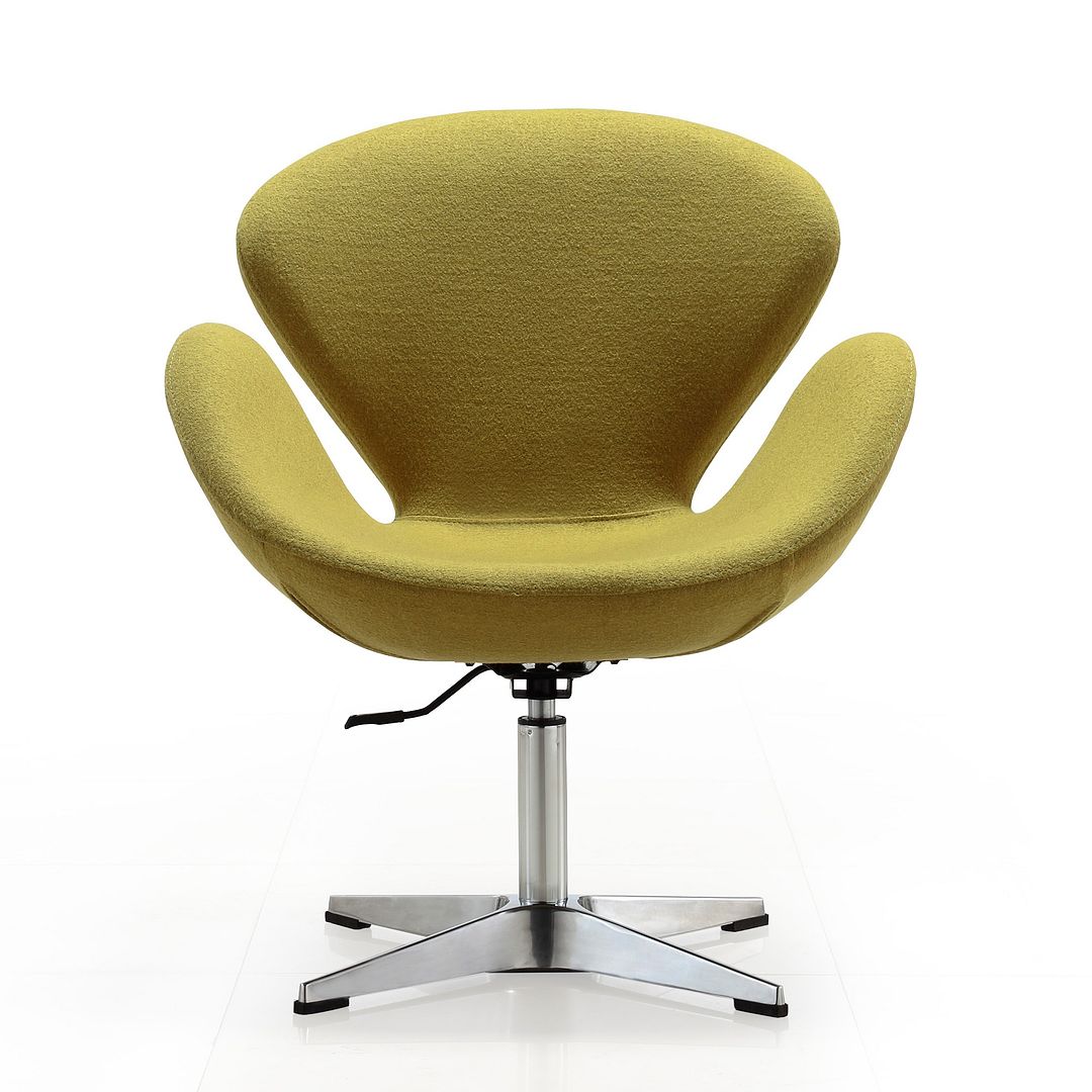 Manhattan Comfort Raspberry Green & Polished Chrome Wool Blend Adjustable Swivel Chair