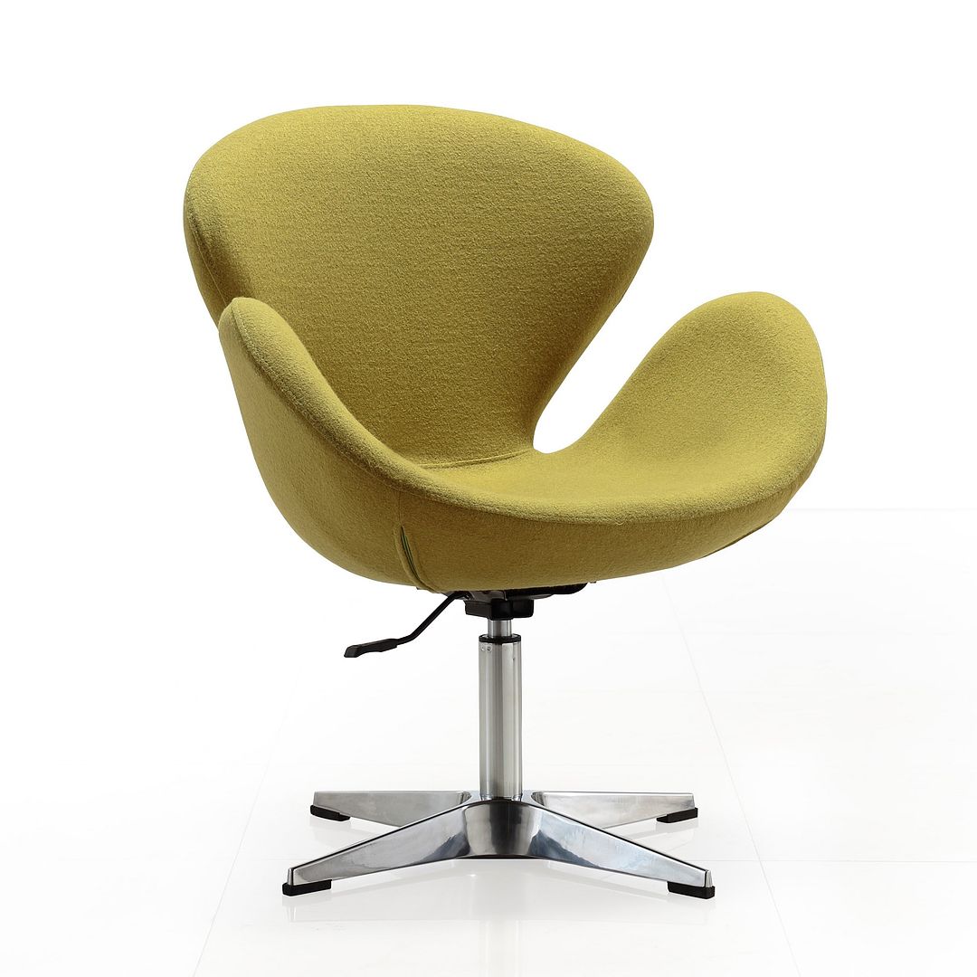 Manhattan Comfort Raspberry Green & Polished Chrome Wool Blend Adjustable Swivel Chair