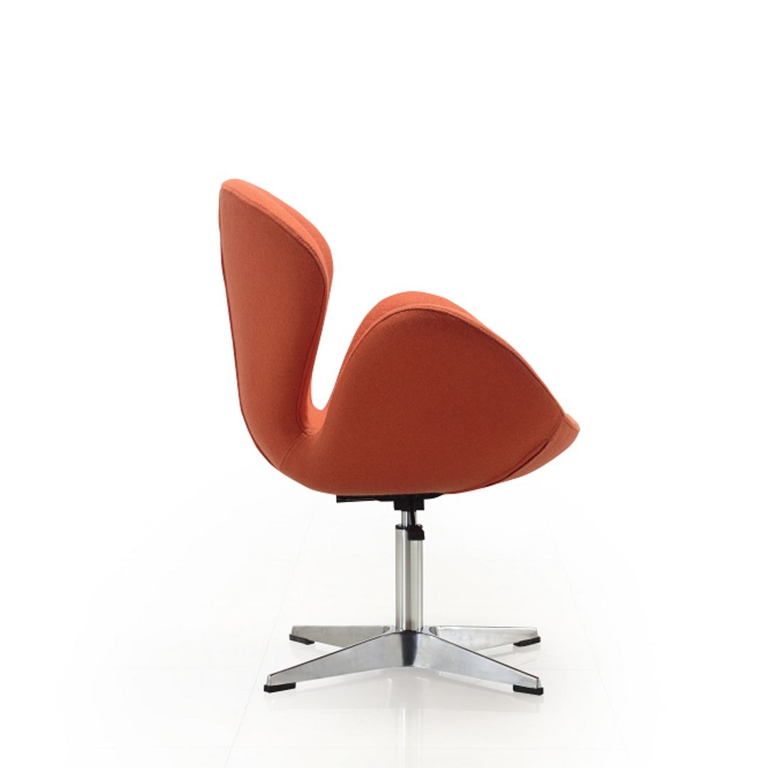 Manhattan Comfort Raspberry Orange & Polished Chrome Wool Blend Adjustable Swivel Chair