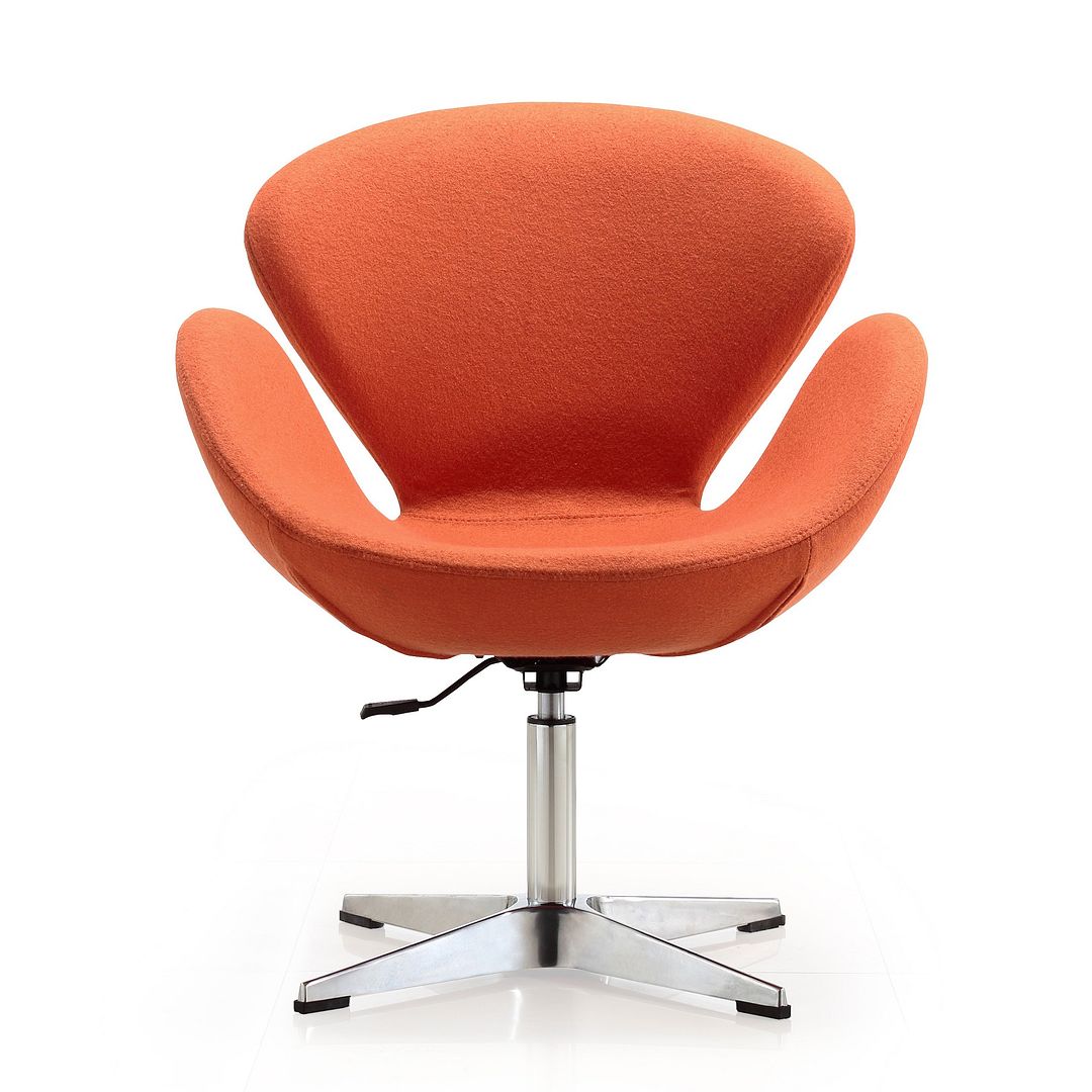 Manhattan Comfort Raspberry Orange & Polished Chrome Wool Blend Adjustable Swivel Chair