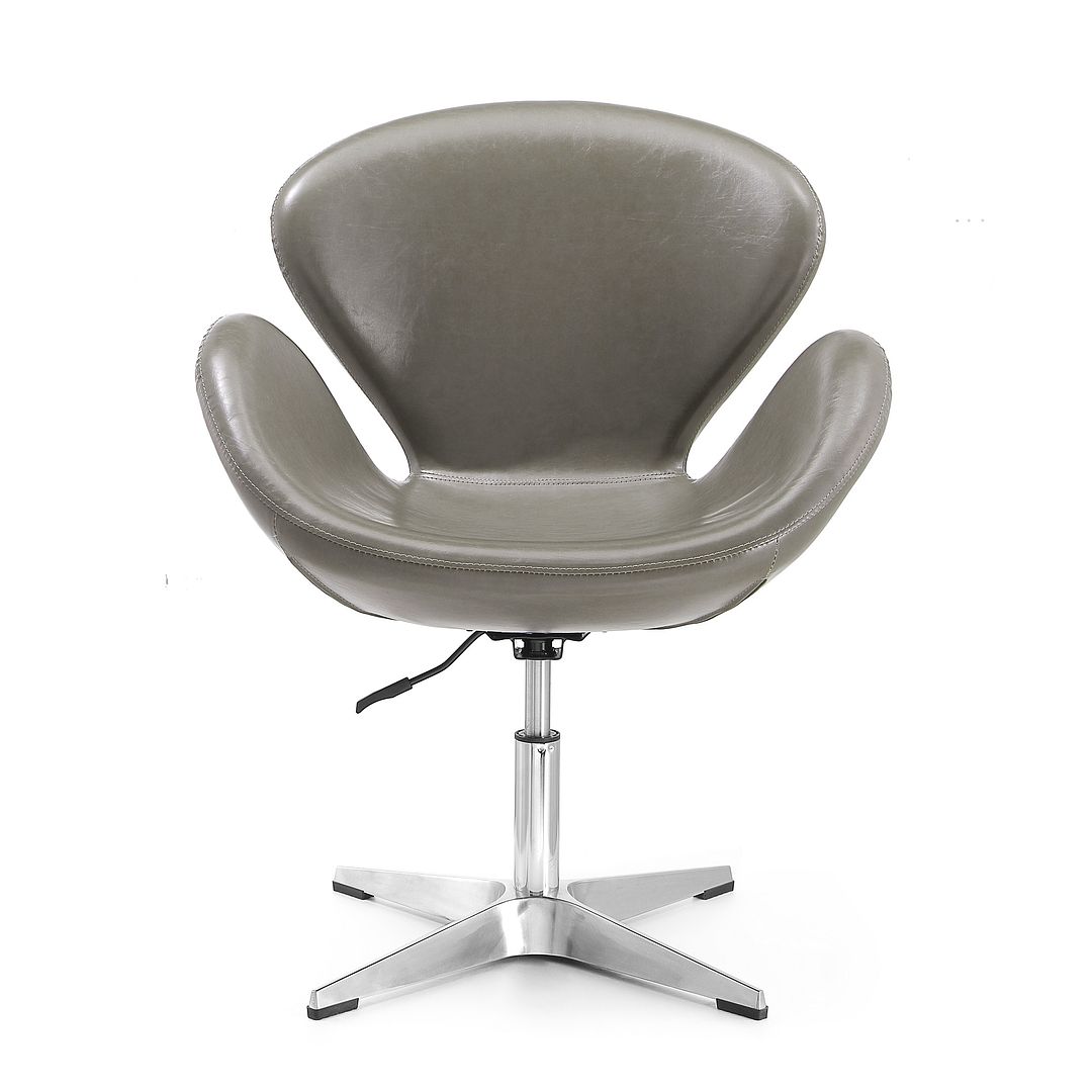 Manhattan Comfort Raspberry Pebble & Polished Chrome Faux Leather Adjustable Swivel Chair