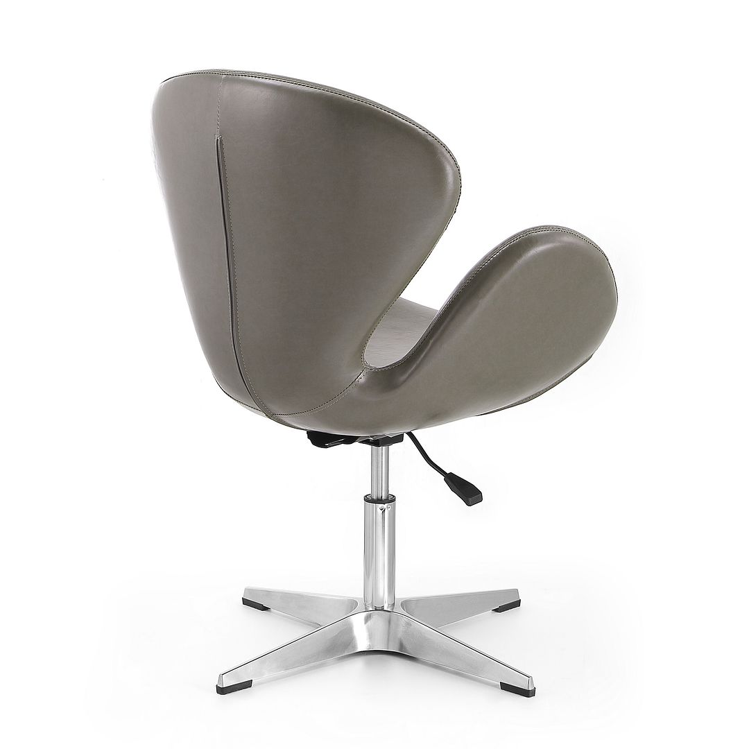 Manhattan Comfort Raspberry Pebble & Polished Chrome Faux Leather Adjustable Swivel Chair