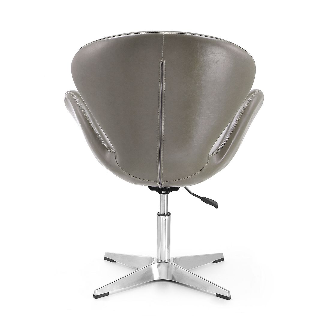 Manhattan Comfort Raspberry Pebble & Polished Chrome Faux Leather Adjustable Swivel Chair