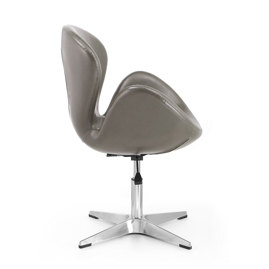 Manhattan Comfort Raspberry Pebble & Polished Chrome Faux Leather Adjustable Swivel Chair