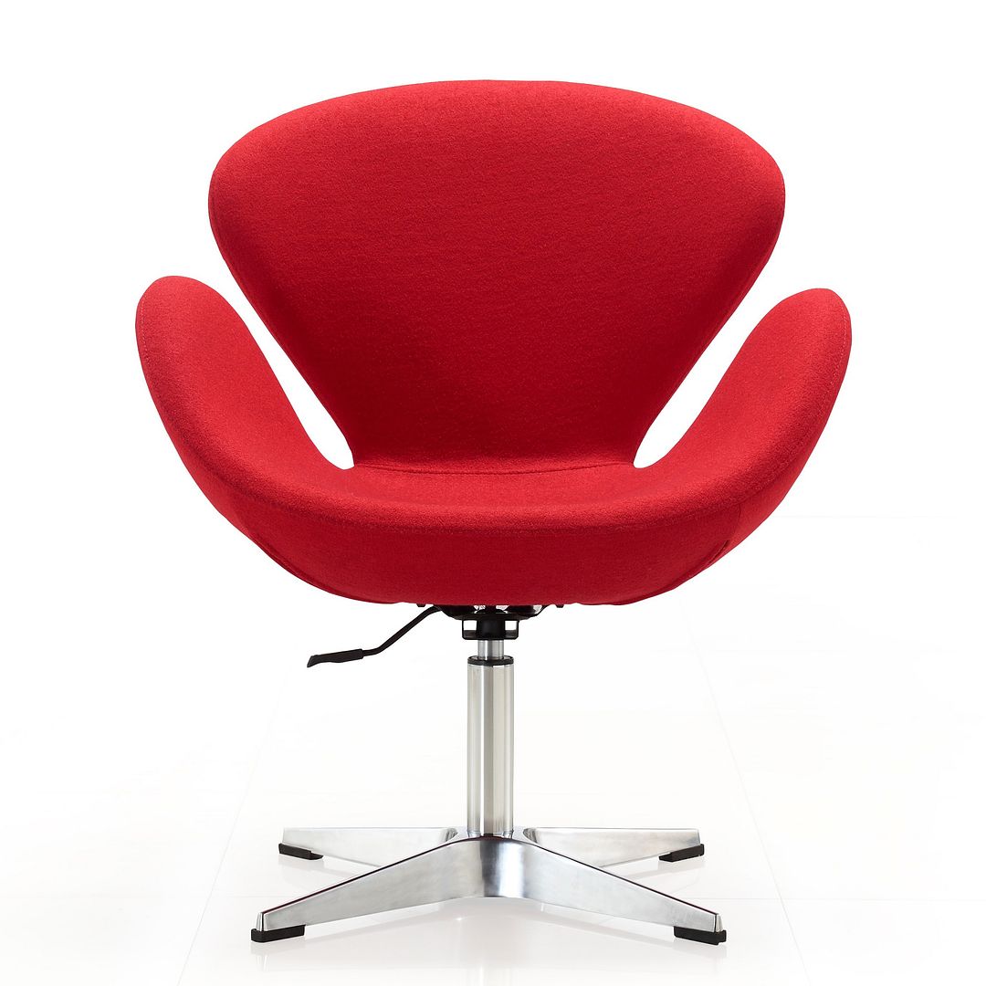 Manhattan Comfort Raspberry Red & Polished Chrome Wool Blend Adjustable Swivel Chair