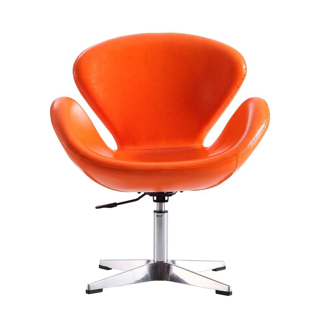 Manhattan Comfort Raspberry Tangerine & Polished Chrome Faux Leather Adjustable Swivel Chair