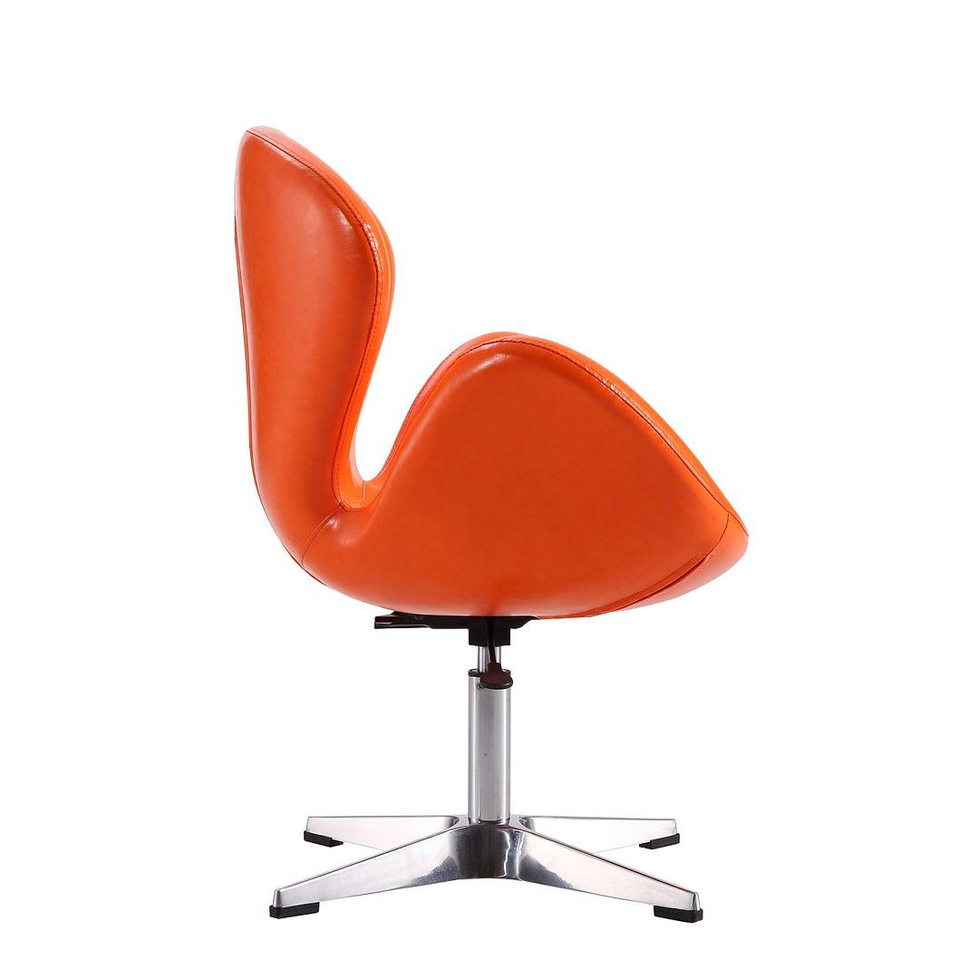 Manhattan Comfort Raspberry Tangerine & Polished Chrome Faux Leather Adjustable Swivel Chair