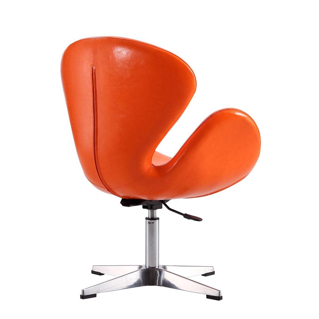 Manhattan Comfort Raspberry Tangerine & Polished Chrome Faux Leather Adjustable Swivel Chair