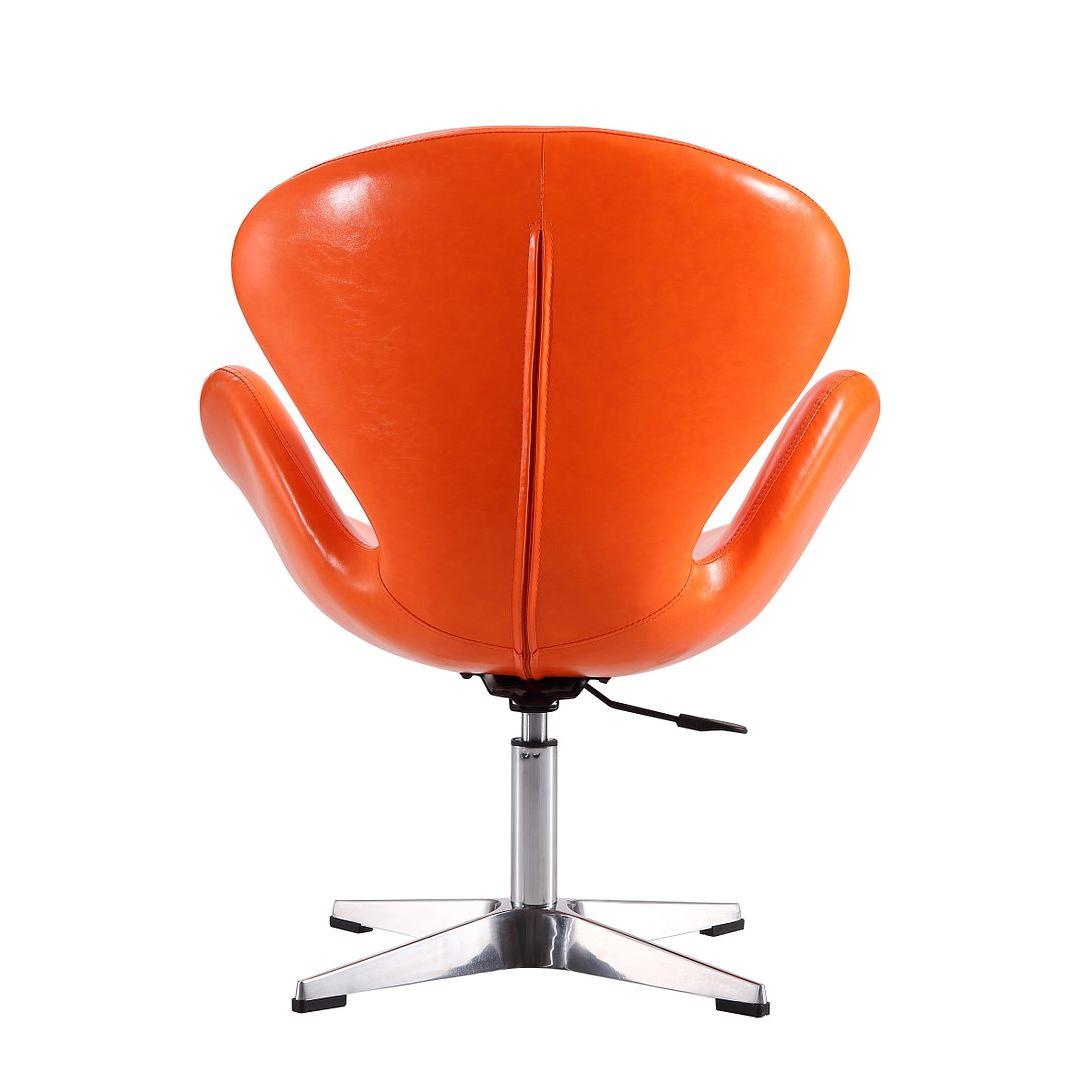 Manhattan Comfort Raspberry Tangerine & Polished Chrome Faux Leather Adjustable Swivel Chair