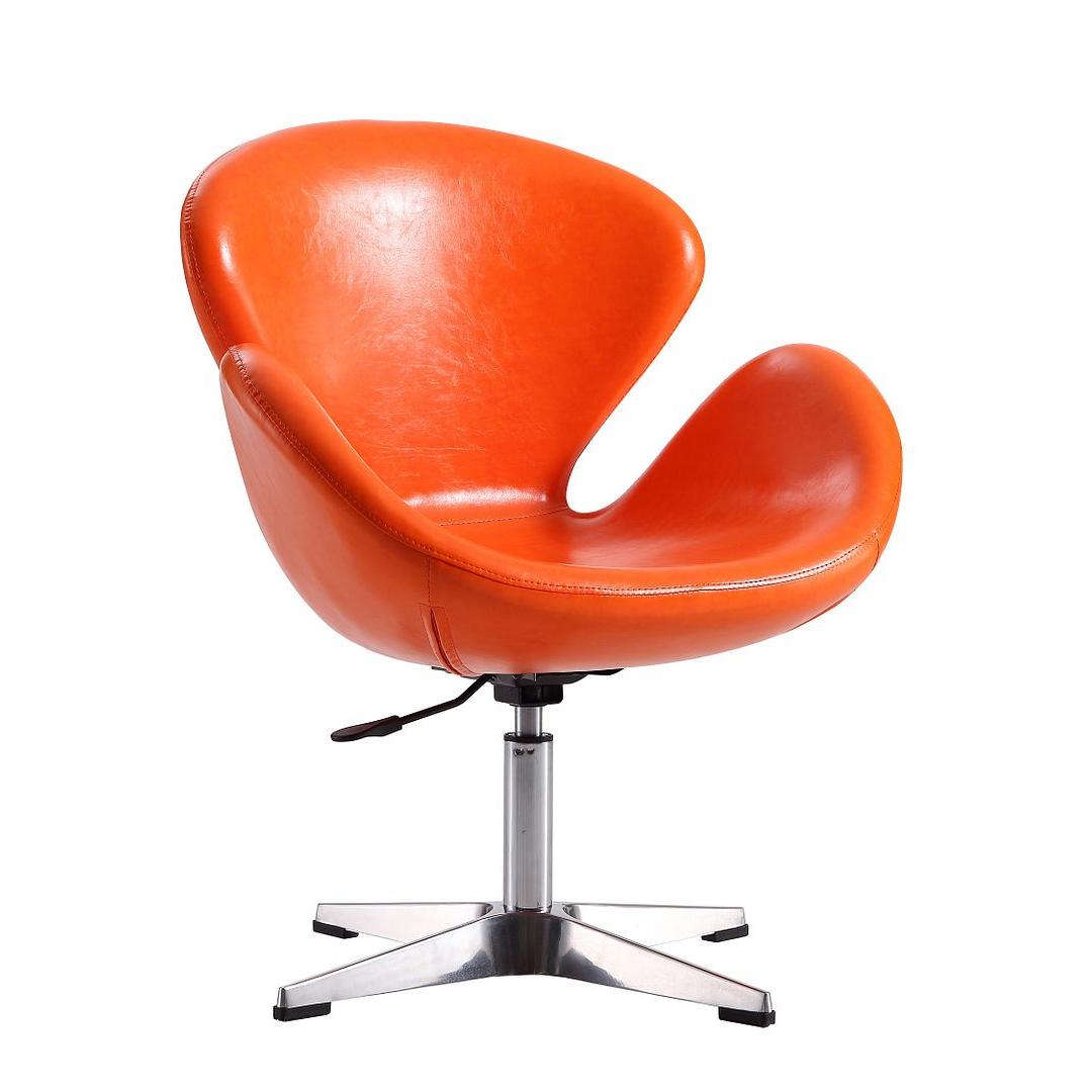 Manhattan Comfort Raspberry Tangerine & Polished Chrome Faux Leather Adjustable Swivel Chair