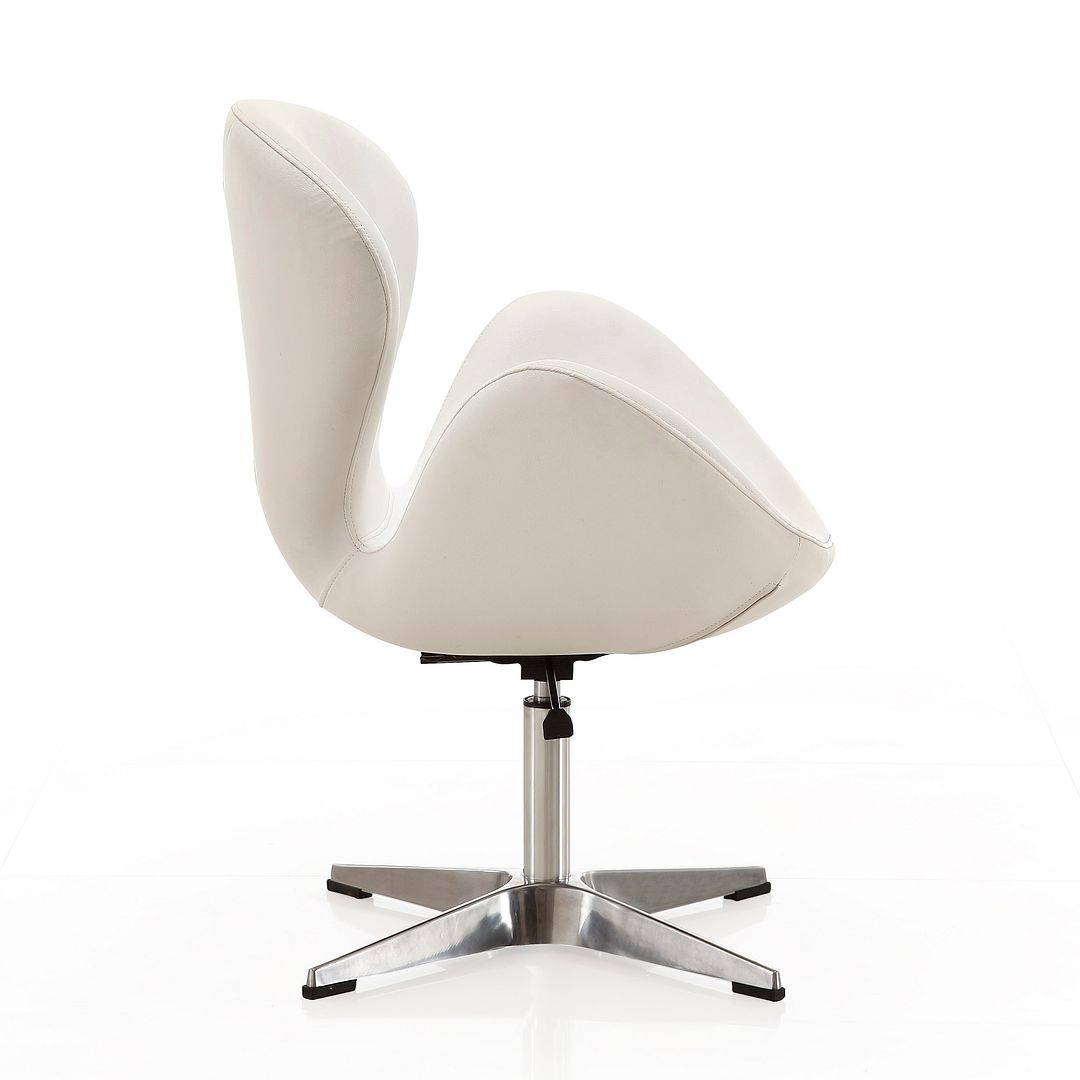 Manhattan Comfort Raspberry White & Polished Chrome Faux Leather Adjustable Swivel Chair