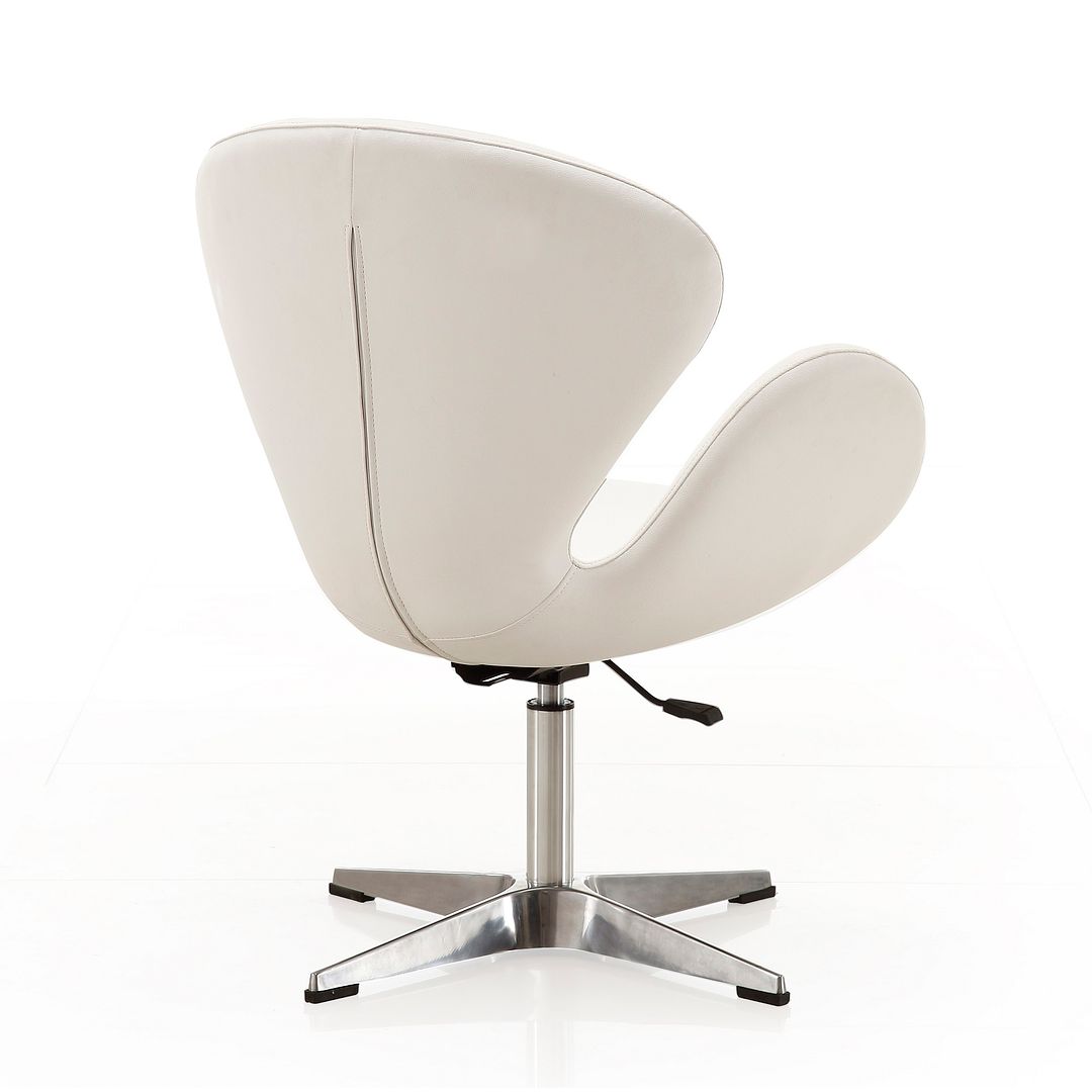 Manhattan Comfort Raspberry White & Polished Chrome Faux Leather Adjustable Swivel Chair