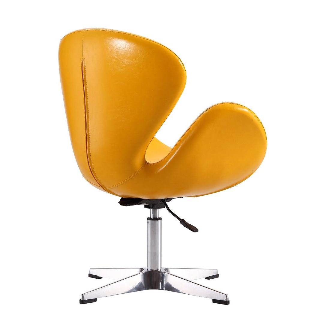 Manhattan Comfort Raspberry Yellow & Polished Chrome Faux Leather Adjustable Swivel Chair