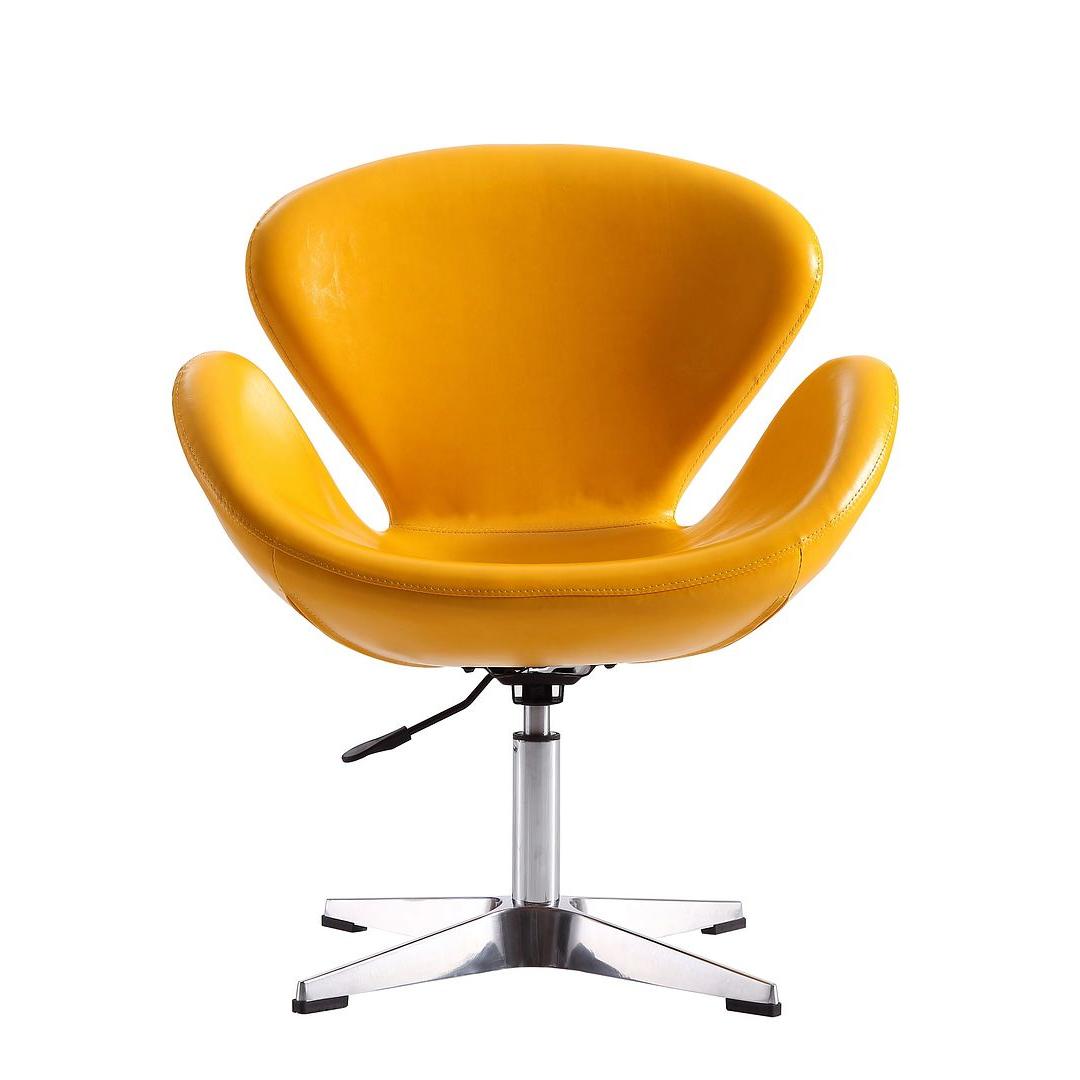 Manhattan Comfort Raspberry Yellow & Polished Chrome Faux Leather Adjustable Swivel Chair