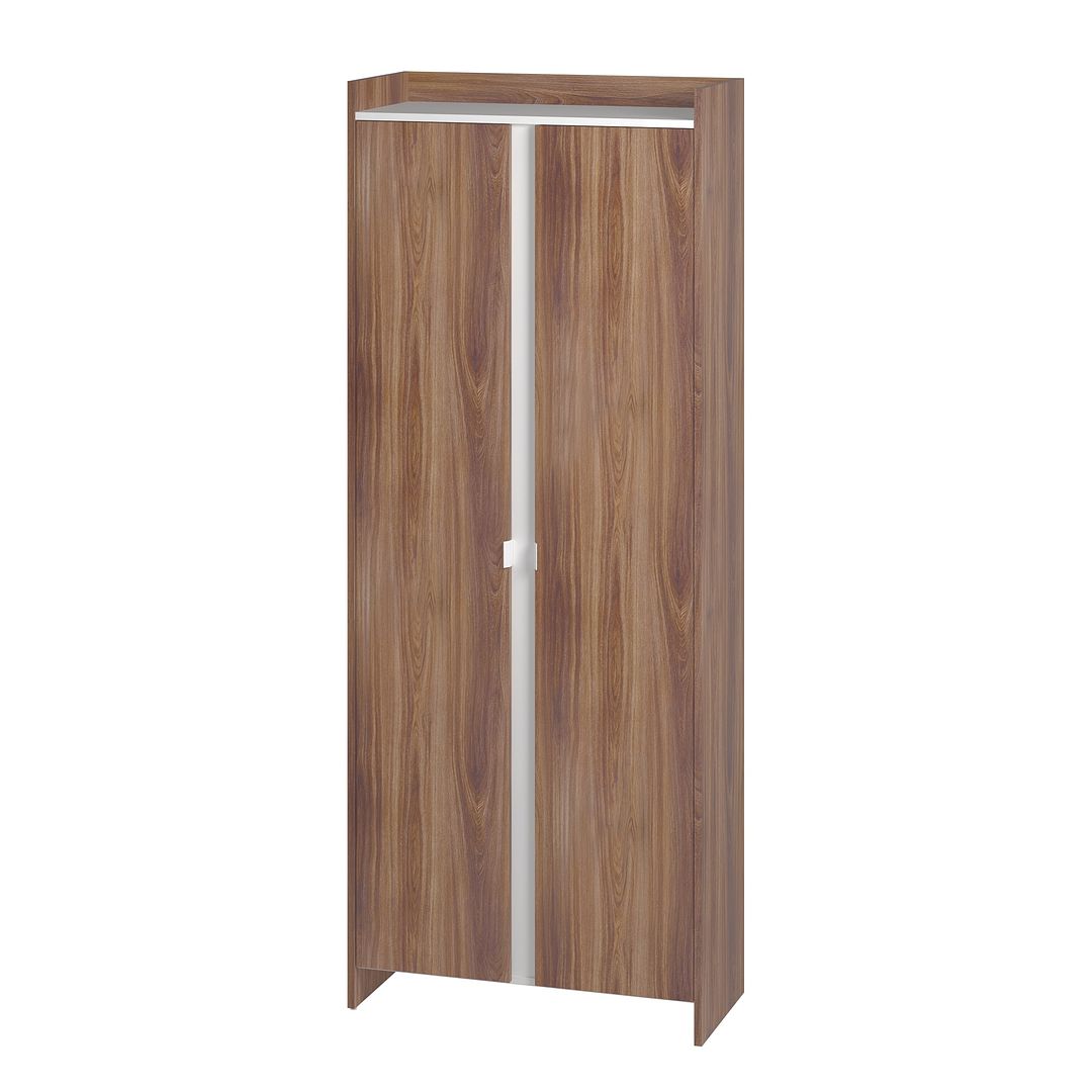 Manhattan Comfort Ratzer Brown & White Storage Cabinet With 11 Shelves
