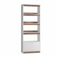 Manhattan Comfort Ratzer White & Brown Bookcase Cabinet With 5 Shelves